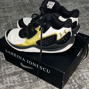 Under Armour Kids' White and Yellow Sneakers